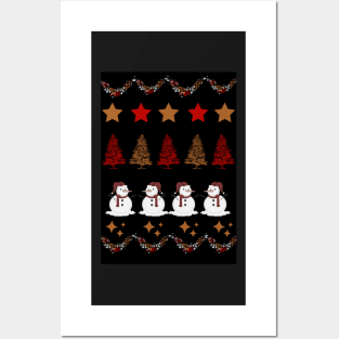 Christmas Trees and Snowman - Novelty Posters and Art